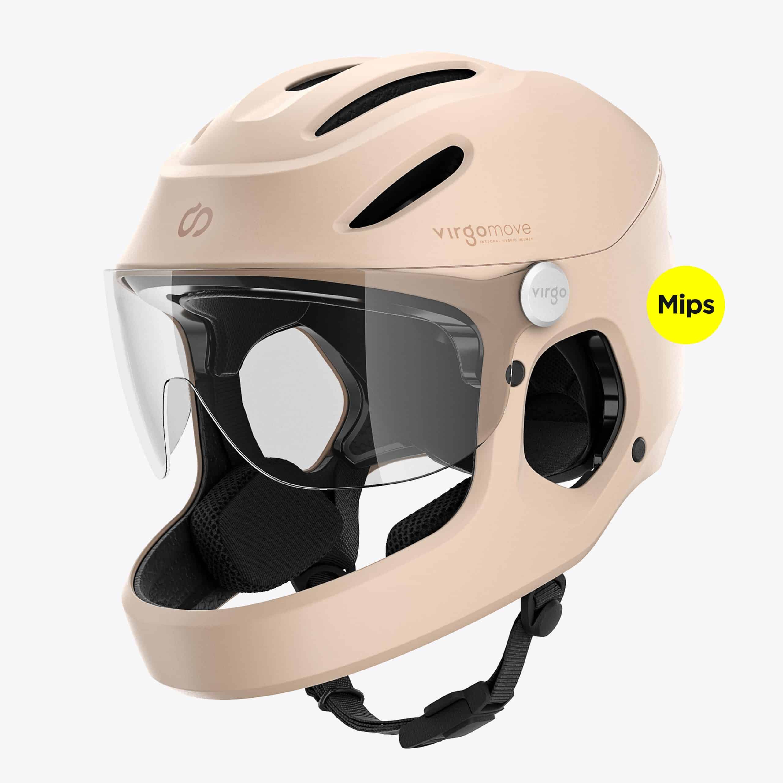 VIRGOMOVE Virgo Integral Mips Champagner - Integralhelm Urban mit Visier und Rücklicht